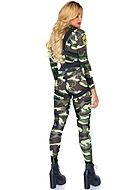 Female paratrooper, costume jumpsuit, long sleeves, front zipper, camouflage (pattern)
